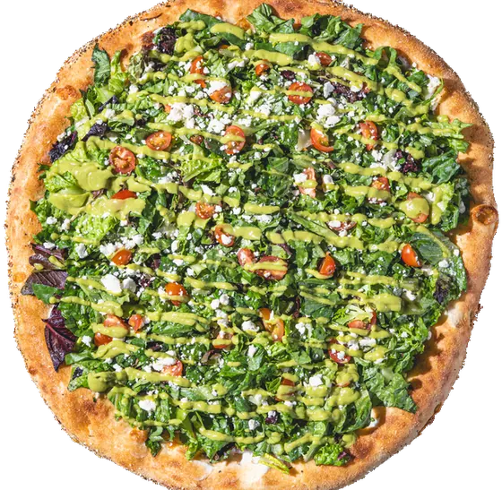 salad pizza at LILGUY Pizza, Venice